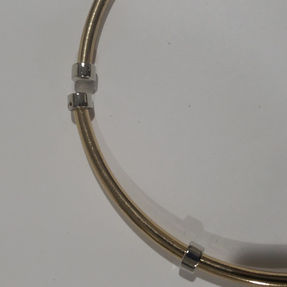 Dual-Tone Gold Pearl Collar w/ Silver Spacer Beads – Minimalist Bold Jewelry - Picture 7 of 8